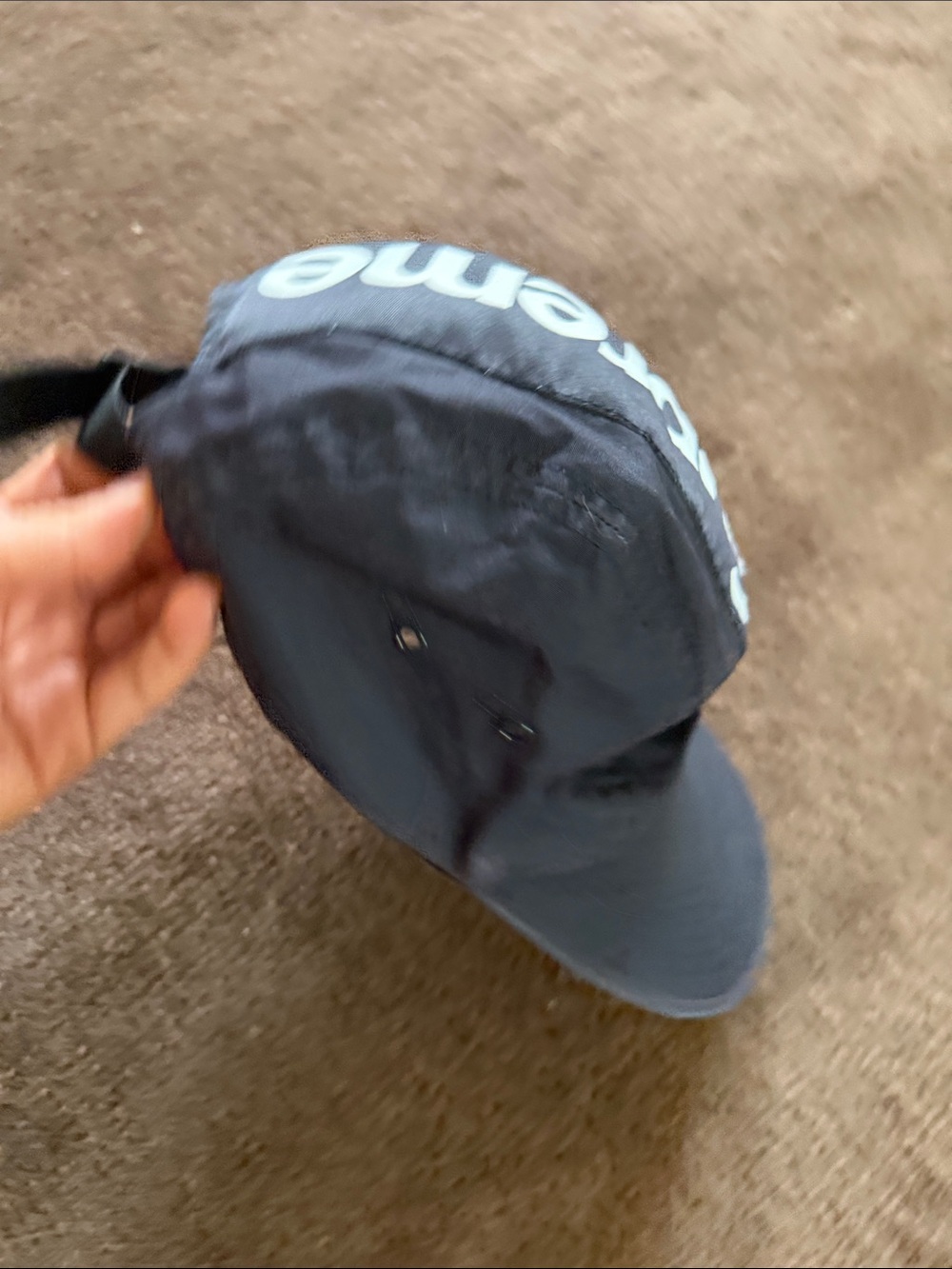 Supreme Black Cap with Vertical White Logo - Picture 2 of 3